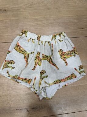 LAS SURENAS Leopard Print Linen Shorts